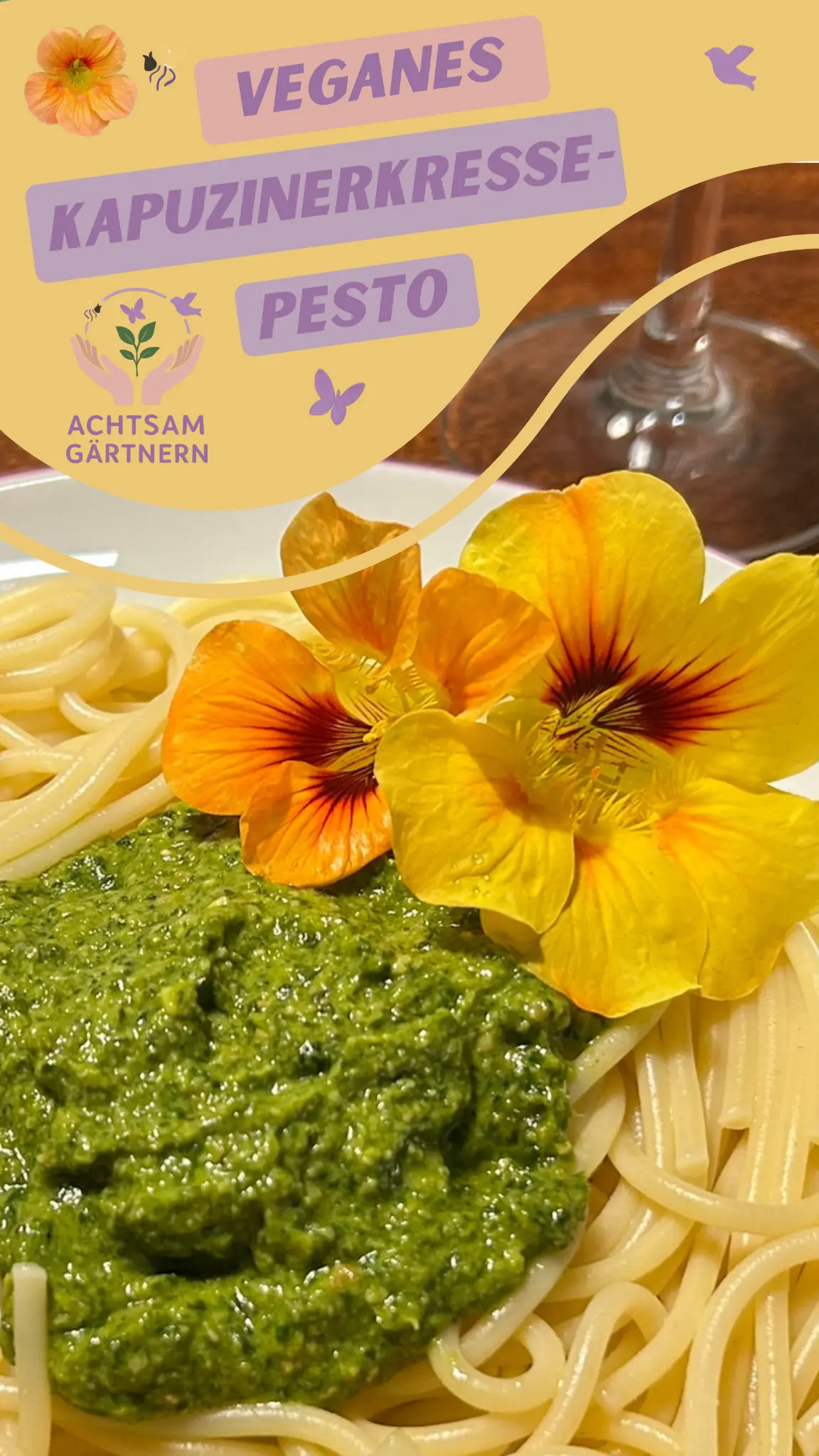 Veganes Kapuzinerkresse Pesto - Easy, schnell, lecker und super gesund!